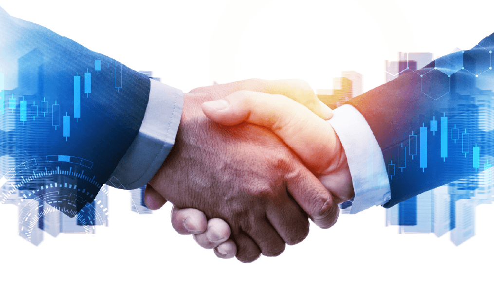 Professional financial advisors engaging with clients in a modern office setting